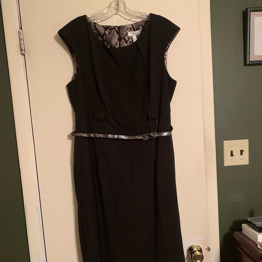 Dress Barn Silhouette Black Dress w/ Faux Belt
